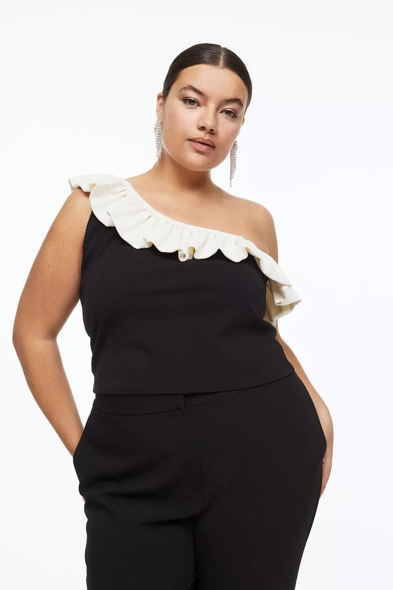 H&m one shoulder top jumpsuit