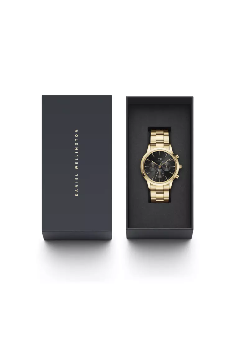 Iconic Chronograph 42mm Link Gold Onyx DW watches for men - Men's watch - Male watch Stainless steel strap