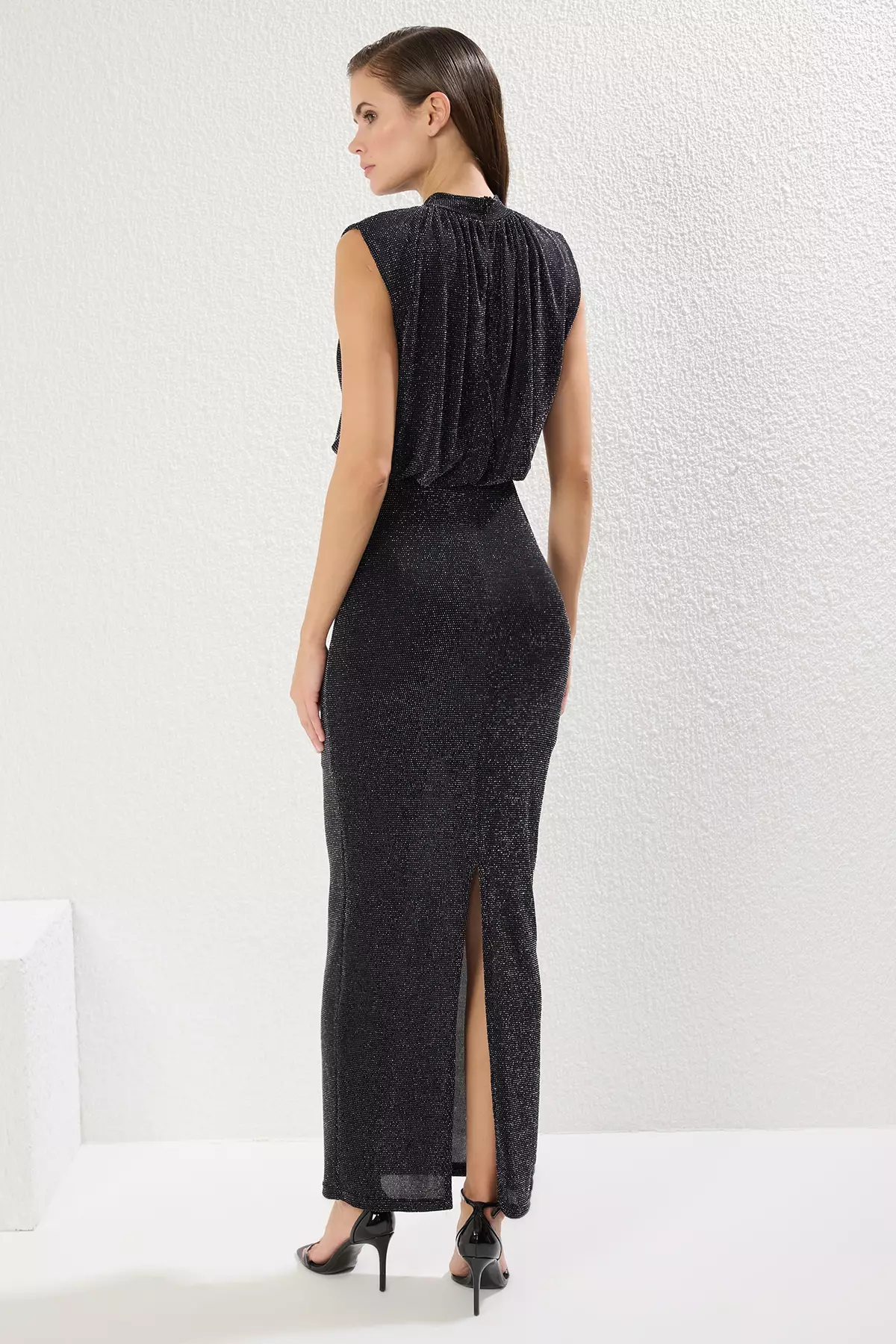 Black Glitter Knitted Elegant Long