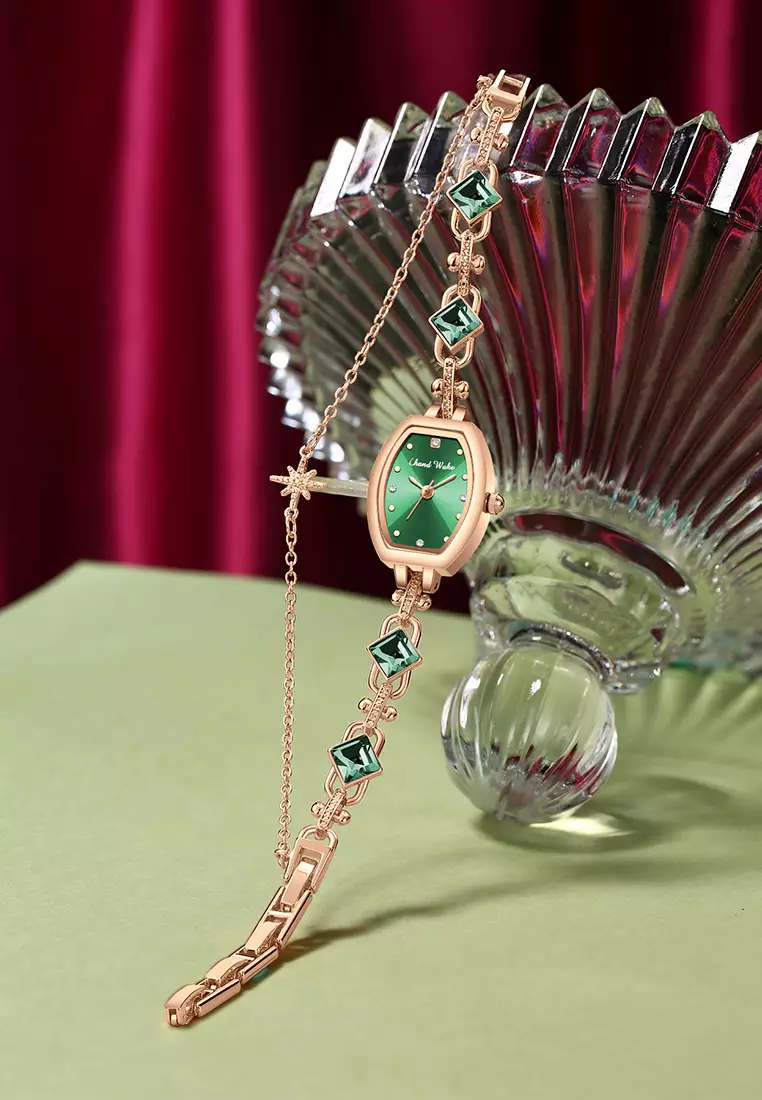Jam Tangan Wanita Original Korea Gelang Fashion Original Jam Tangan Cewek Anti Air rosegreen