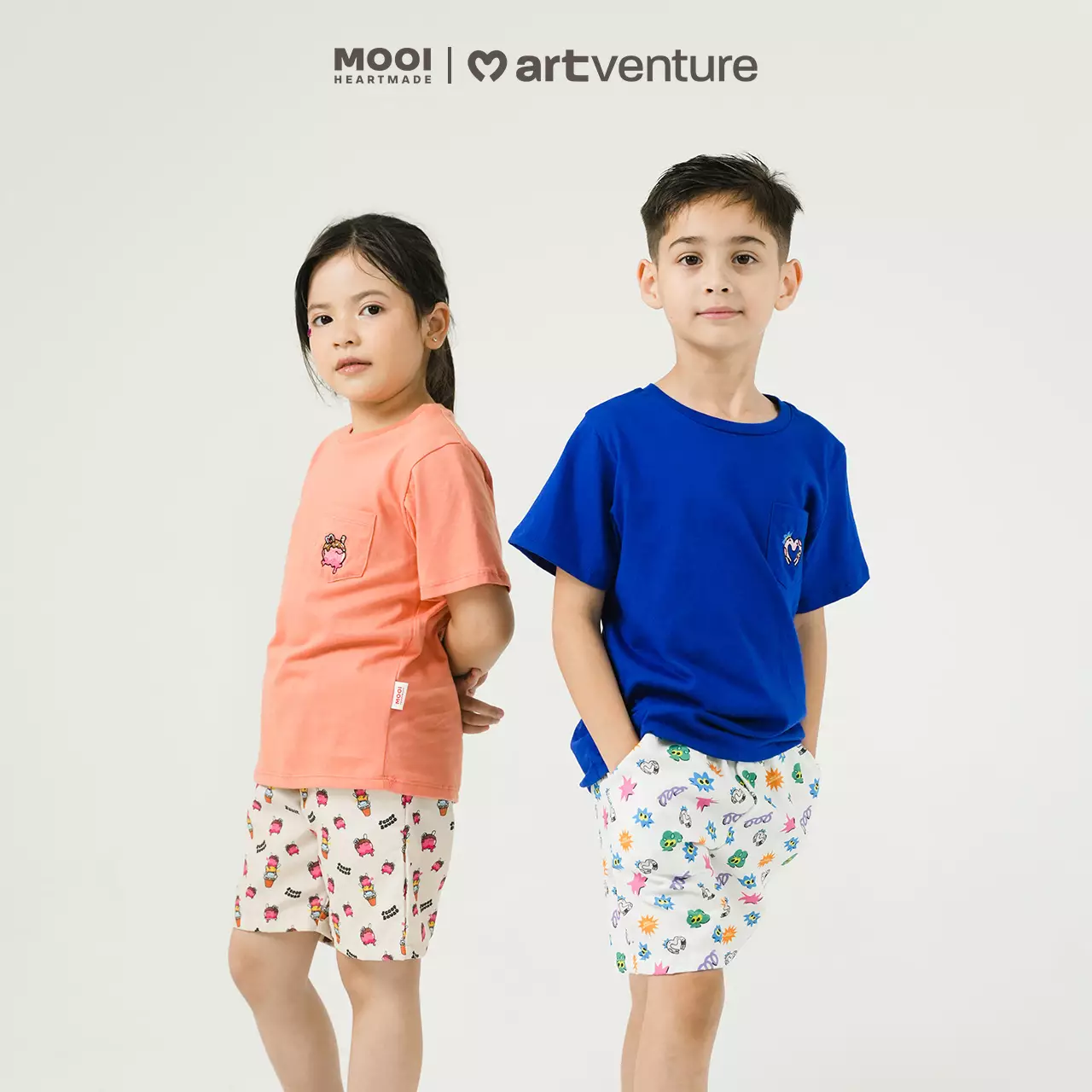 Mooi Artventure x Illustrator Pocket Tee Set Setelan Anak - REEJOOLS - GREEN MNT