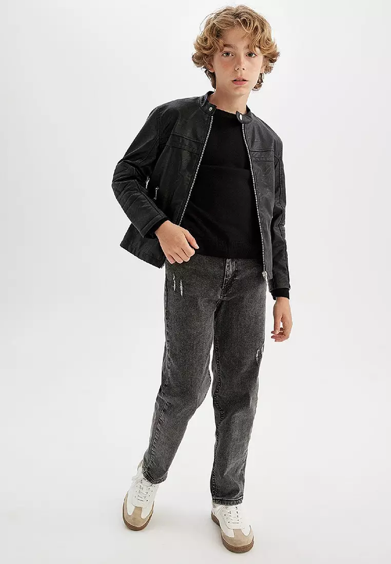 Water Repellent Faux Leather Jacket Coat