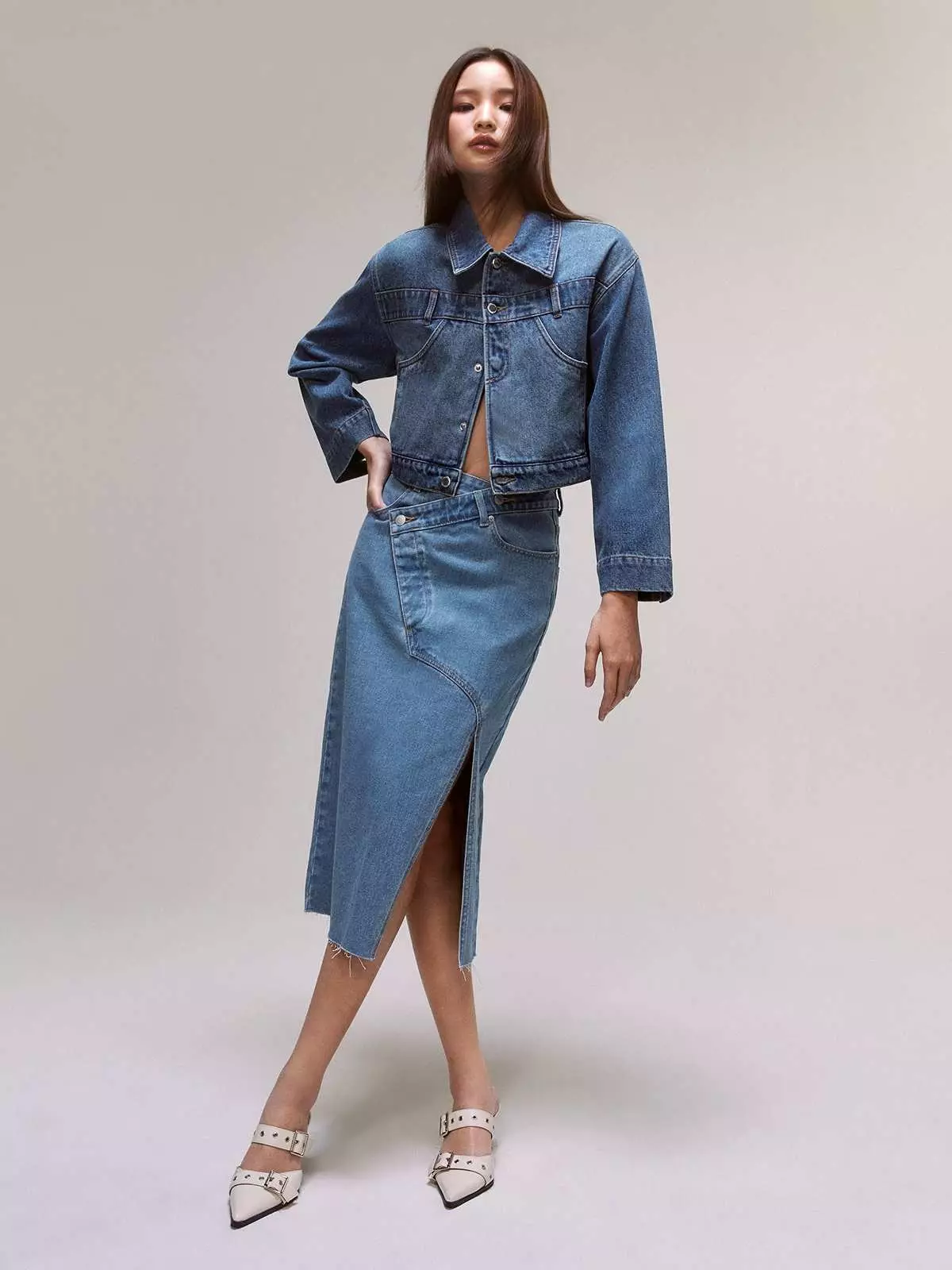 Denim Cropped jacket - Blue