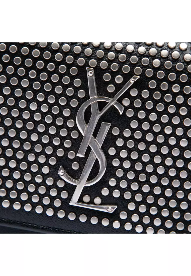 Pre-Loved Saint Laurent Small Studded Calfskin Monogram Sunset Crossbody