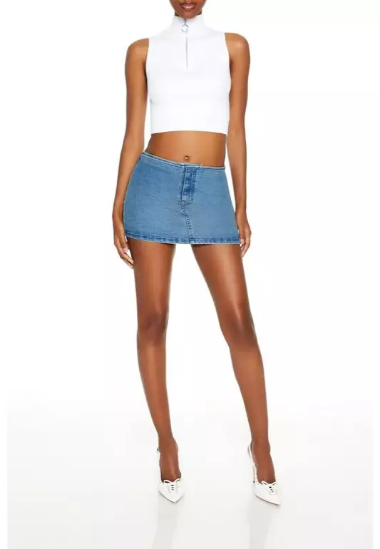 Stretch-Denim Mini Skirt