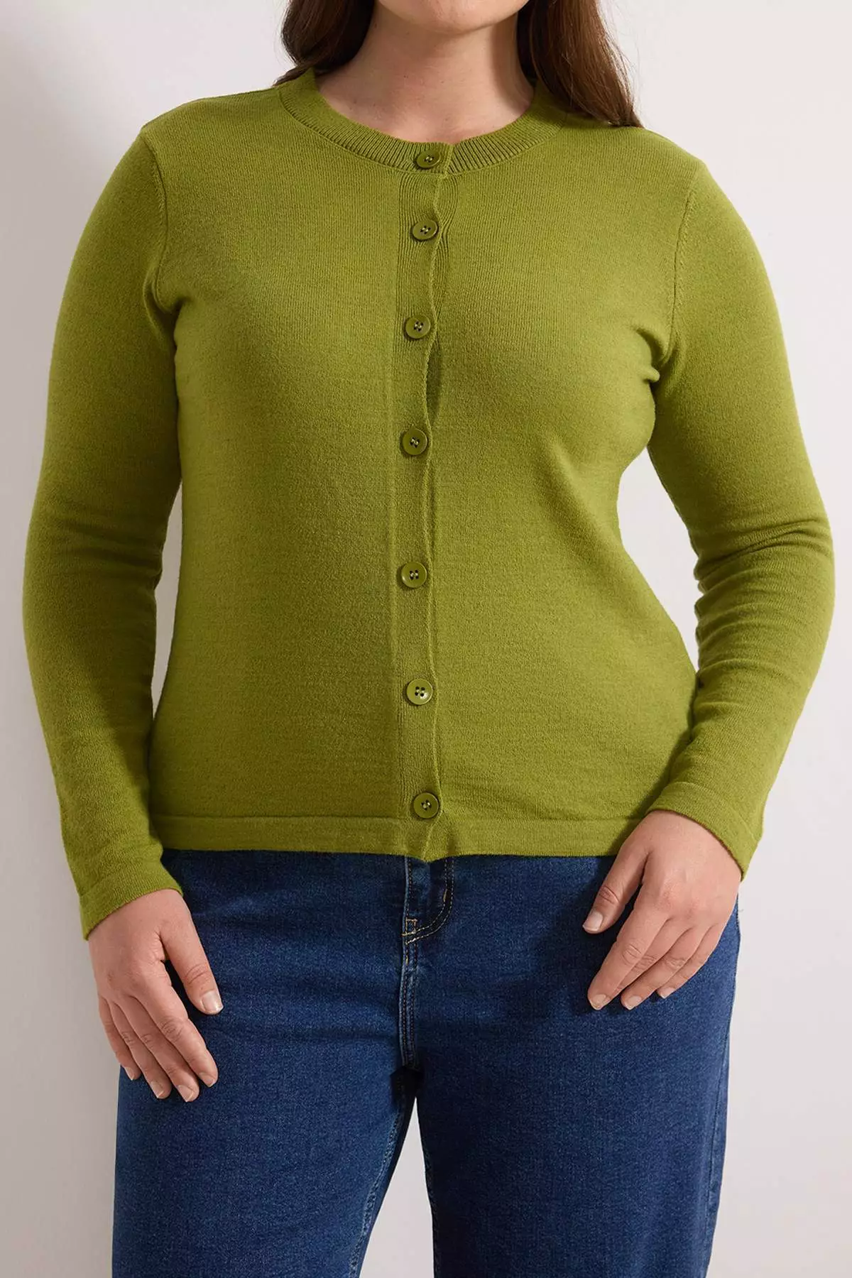 Green Woolen Jacket-Look Knit Cardigan Tbbaw26Av00059