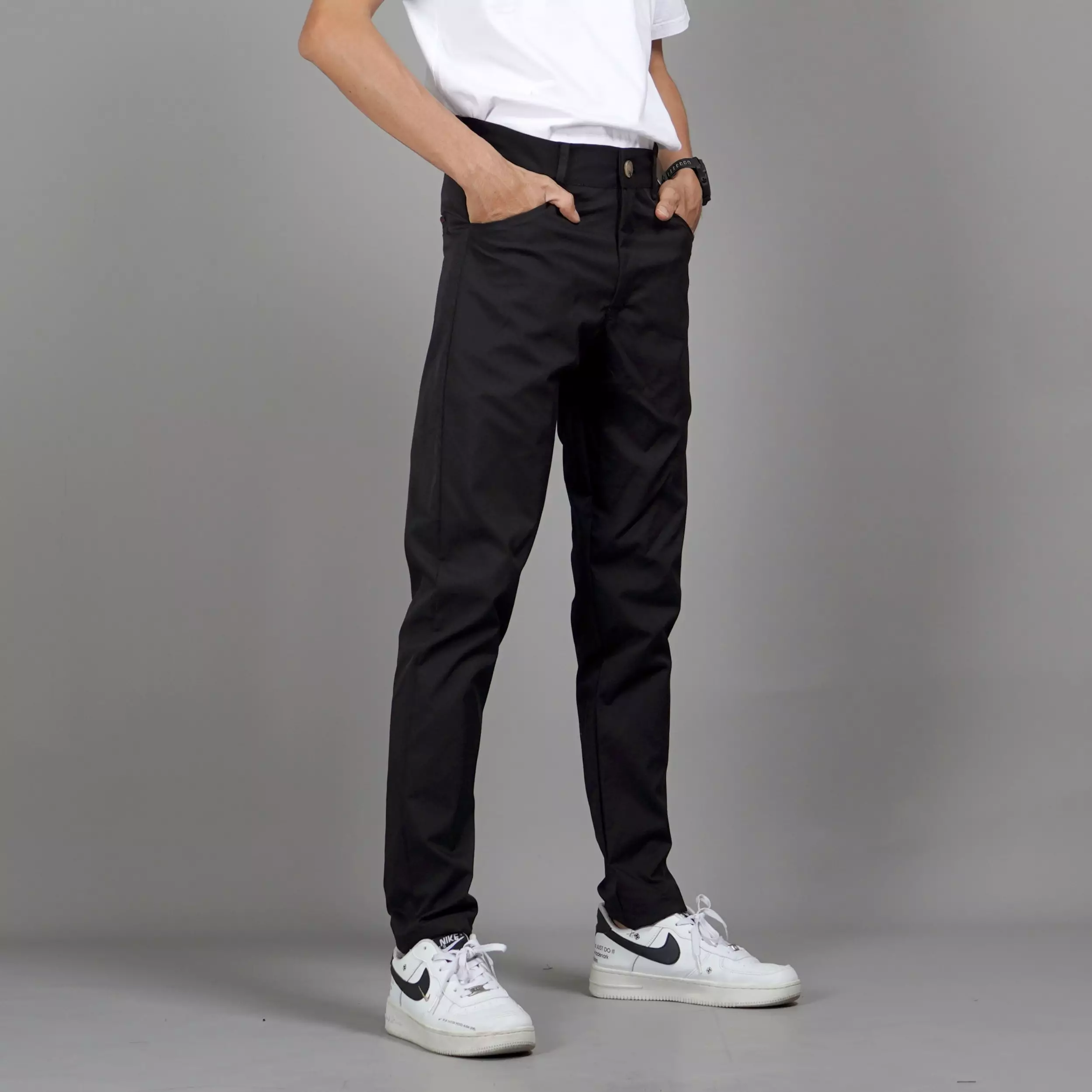  JEFAN Celana Pria Chino Celana Chino Pria Chinos Pants - HITAM