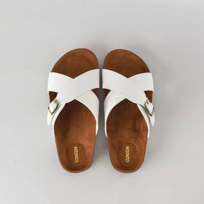 Cogen Sendal Kulit Pria Sandal Birken Vintage - Kastel White
