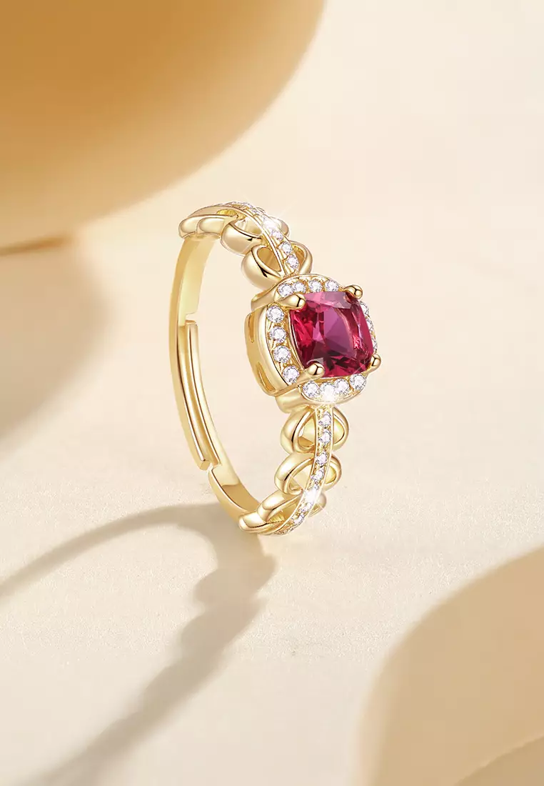 Cincin Wanita Berlian Batu Permata berwarna merah muda Korea Fashion Cewek Tunangan Rings Anti Pudar