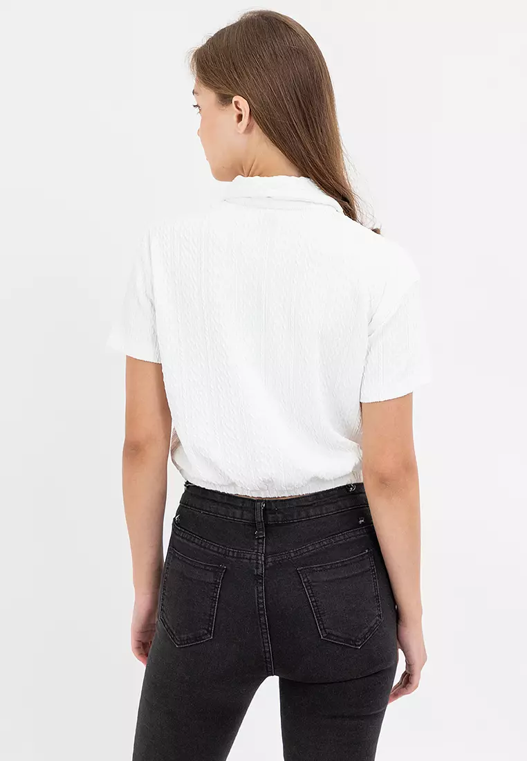 Ladies Harper Gartered Hem Polo Shirt White