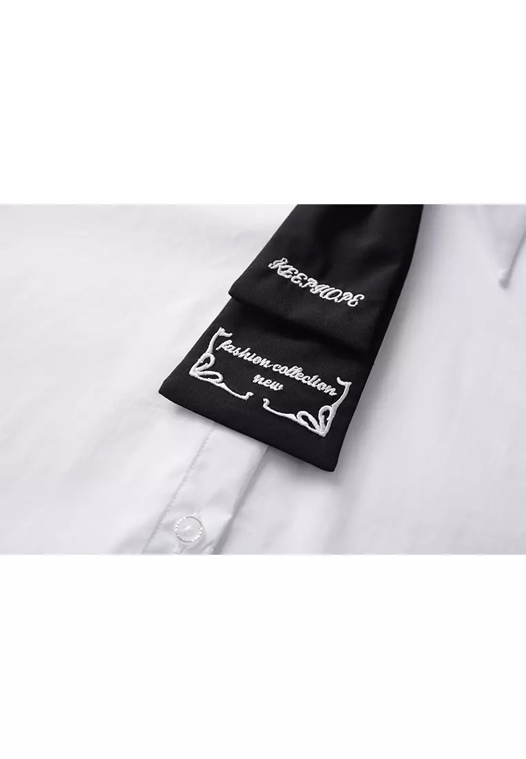 Summer Formal Short Sleeve Shirt with Short Tie Design
