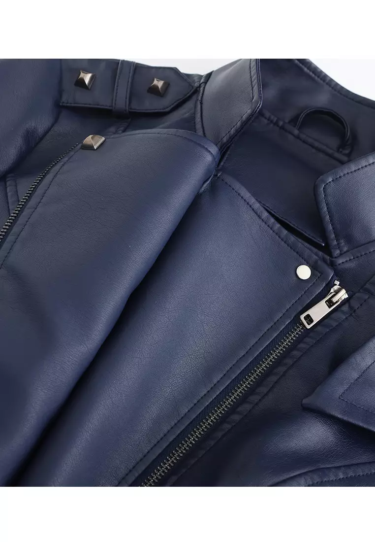 Cropped Faux Leather Jacket AD-D25