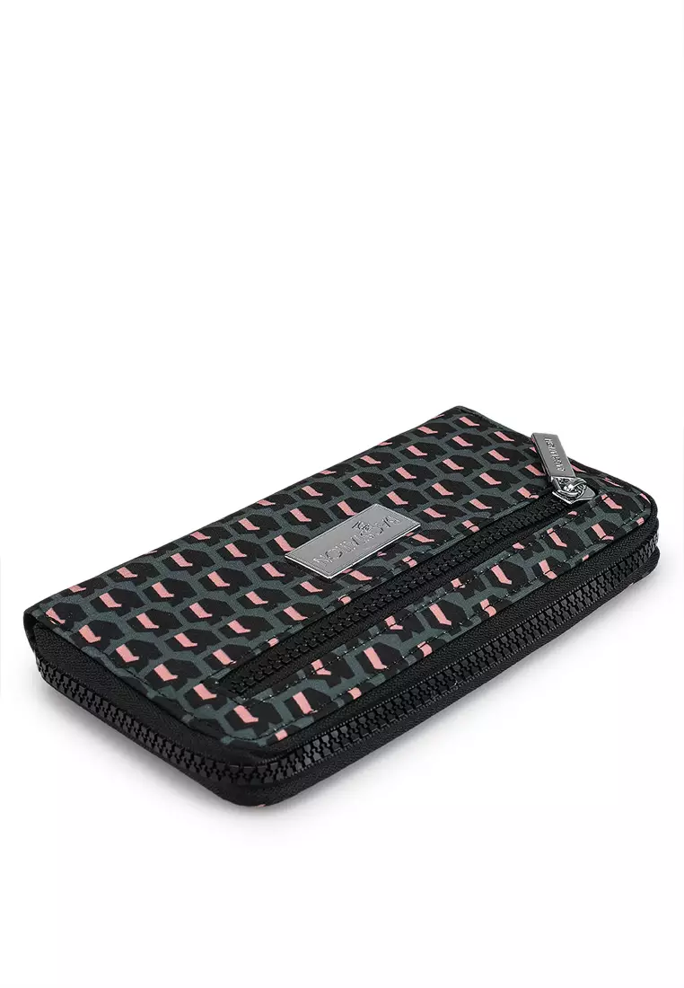 Printed Nylon Zip-Up Wallet