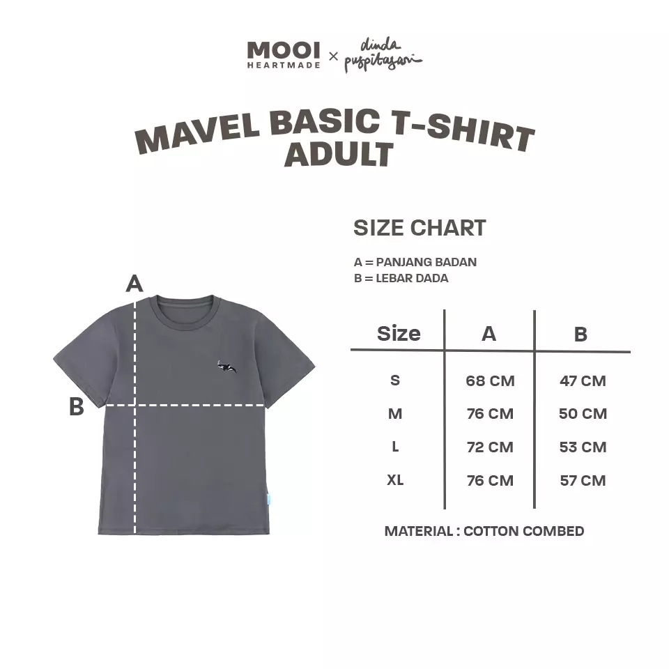Mooi X Dinda Puspitasari Kaos Dewasa Mavel Basic T-Shirt Adult - Dusty Blue