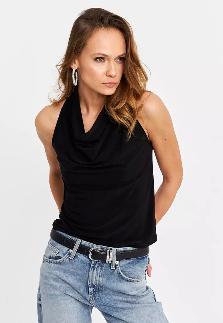 Cowl Neck Sleeveless Blouse