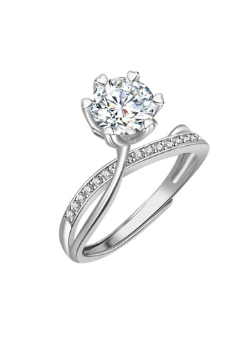 Her Jewellery silver CELÈSTA Moissanite Diamond  - La Inés Ring (925 Silver with 18K White Gold Plating) by Her Jewellery 1C25AAC2B72733GS_1