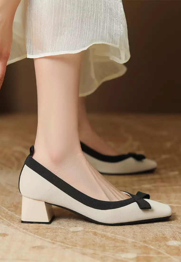 Buy Twenty Eight Shoes Square Toe French Ribbon Block Heels Shoes