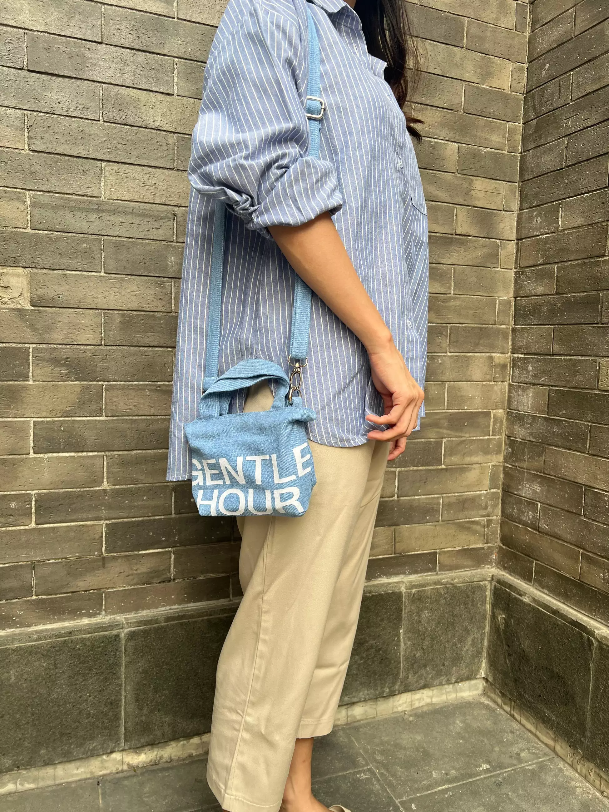 Gentle Hour Mini Sling Bag - Denim | Tas Canvas Wanita Slempang