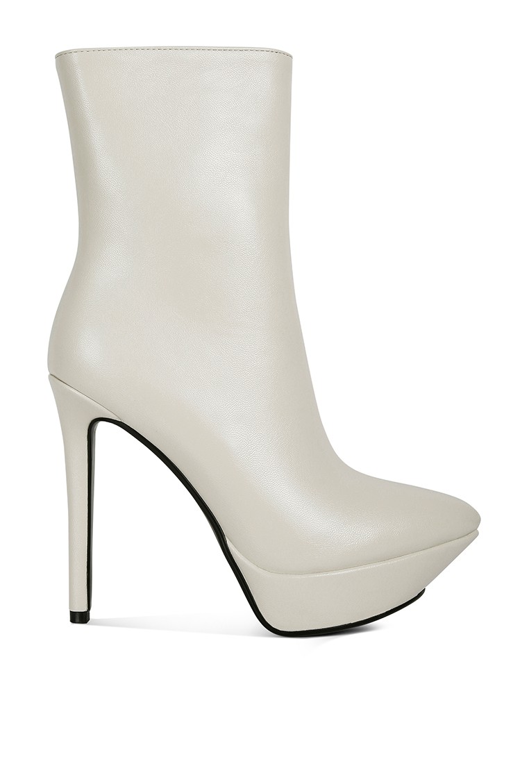 Beige High Heeled Ankle Boot