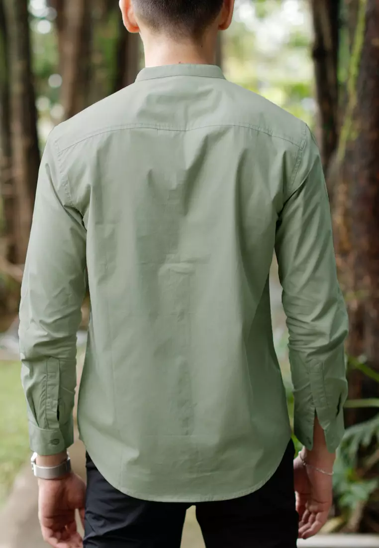 Oxcon Collarless Long Sleeve Business Shirt soft cotton Bamboo