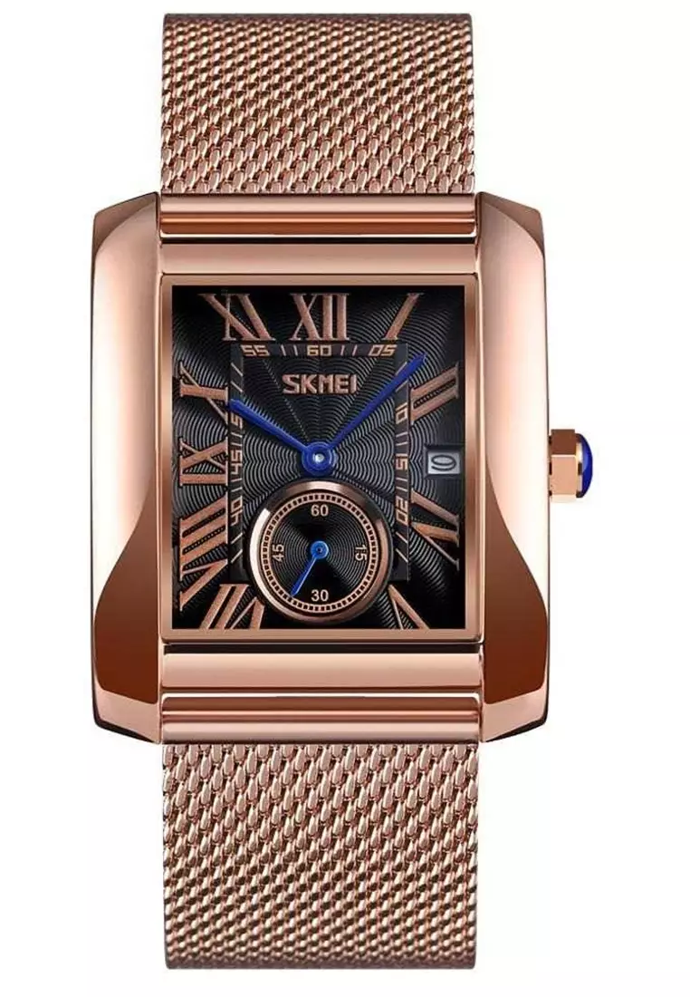 Jam Tangan Casual Analog Pria Water Resistant 30m Strap Tali Material Stainless Steel WQ23 ORIGINAL