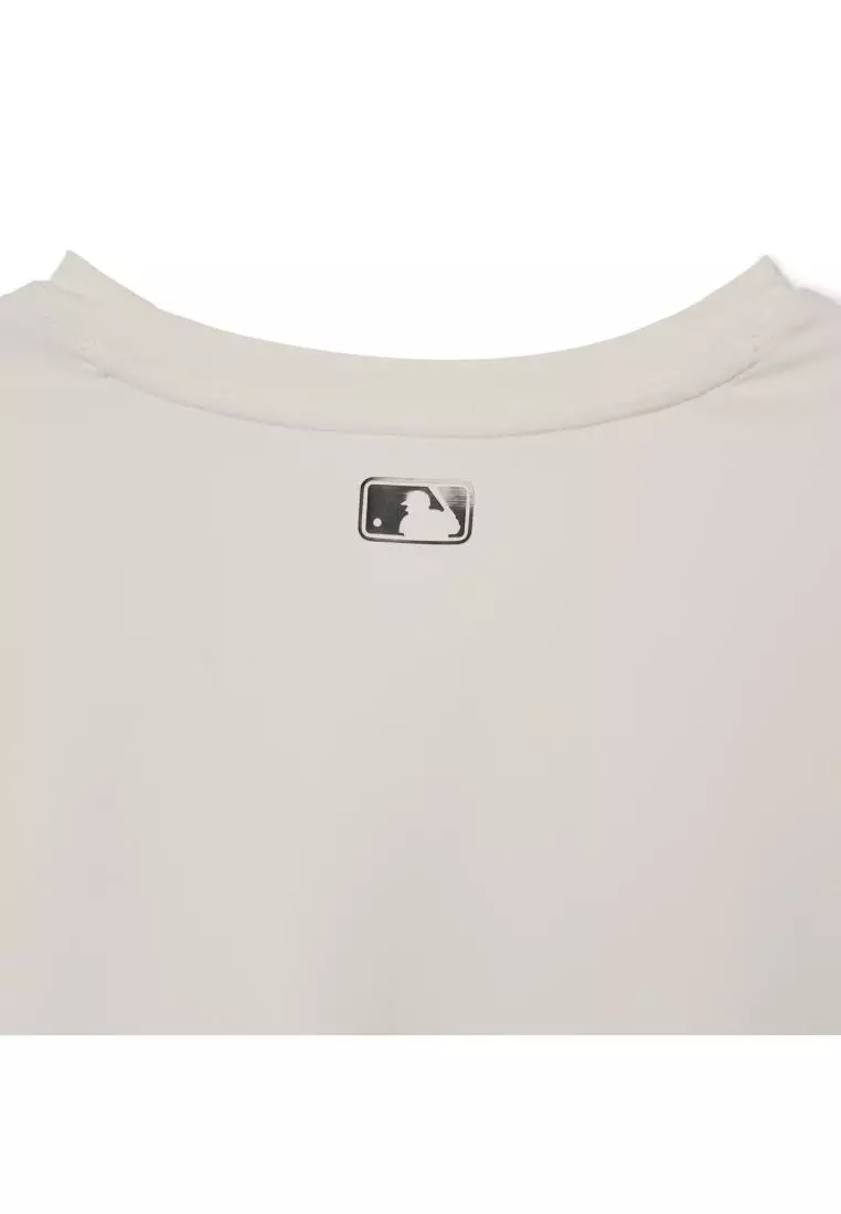 WOMEN'S BASIC ATHLEISURE MEDIUM LOGO LONG CROP SLEEVE T-SHIRTS NEW YORK YANKEES