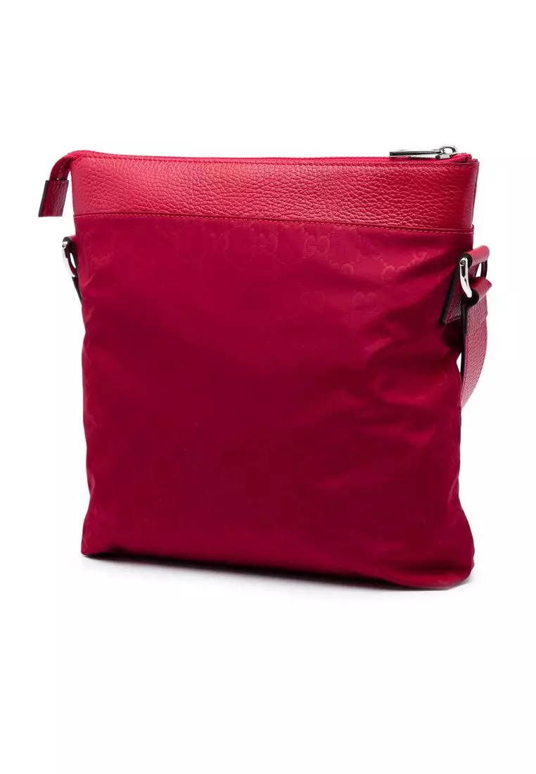 Pre-Loved Gucci Gg Nylon Flat Messenger Bag