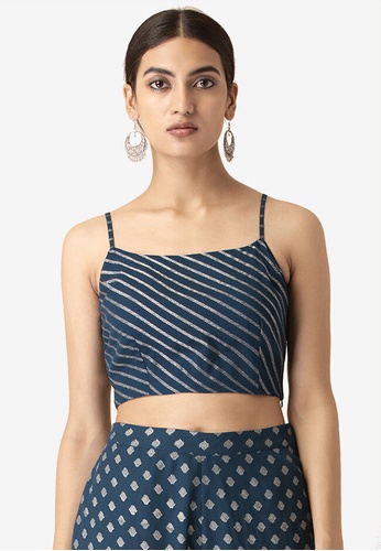 Buy Indya Teal Foil Strappy Crop Top 2021 Online Zalora Singapore