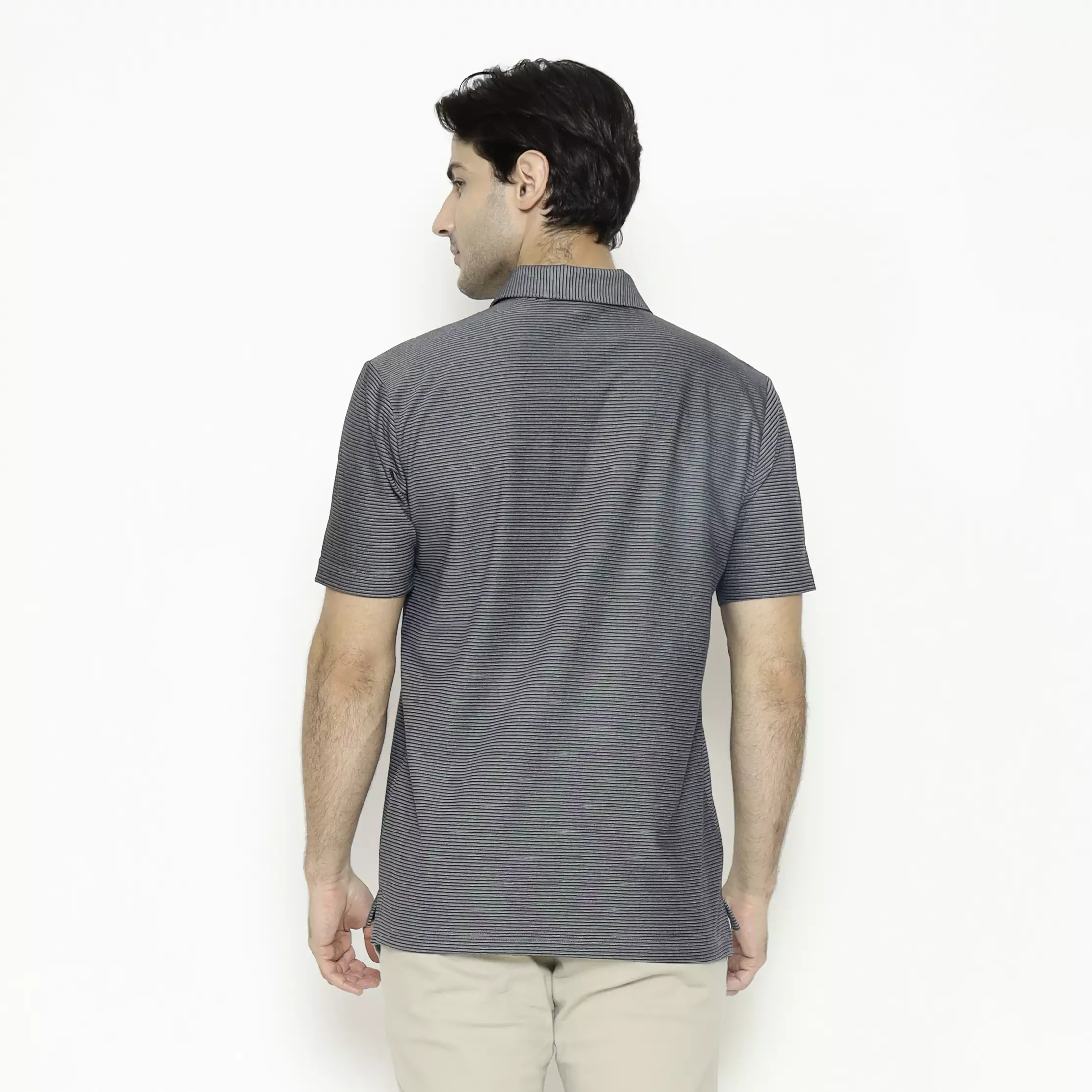 MAGINOT POLO SHIRT COTTON PRIA GREY STRIPE BLACK