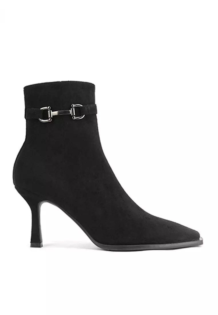 Discount on Twenty Eight Shoes  shoes - SKU: VANSA Microfiber Buckle High Heel Booties VSW-B837568