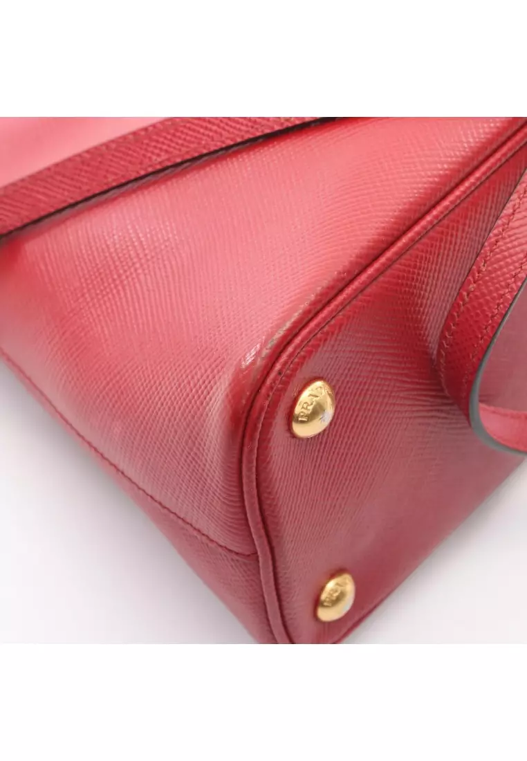 Pre-Loved Prada SAFFIANO CUIR Handbag Saffiano leather Red 2WAY