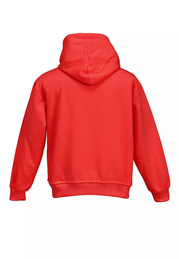 Finlay Sweater Hoodie Anak Unisex Motif Hello Kids Outerwear Material Fleece ORIGINAL - Red