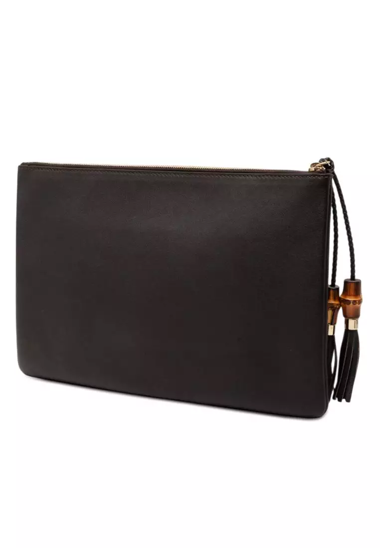 Pre-Loved Gucci Calfskin Bamboo Tassel Clutch