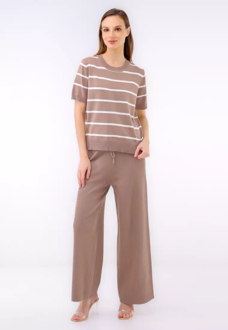Ladies Knitted 2 In 1 Blouse & Pants