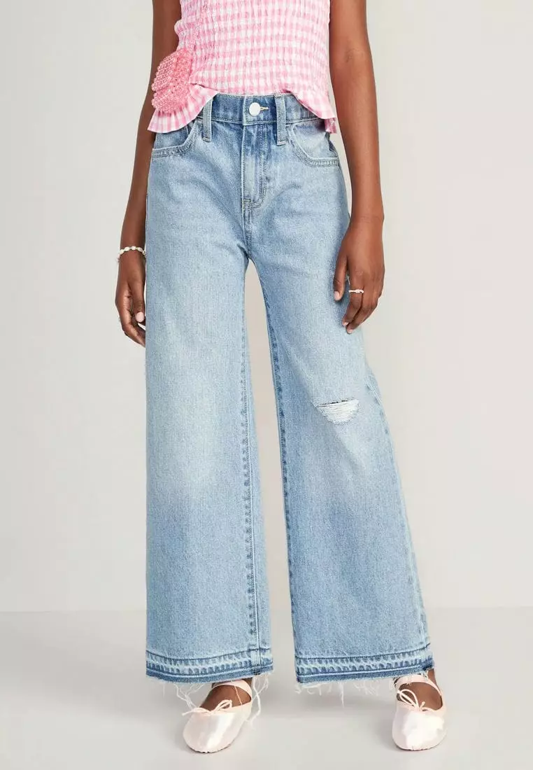 Buy Old Navy High-Waisted Baggy Ripped Wide-Leg Jeans for Girls