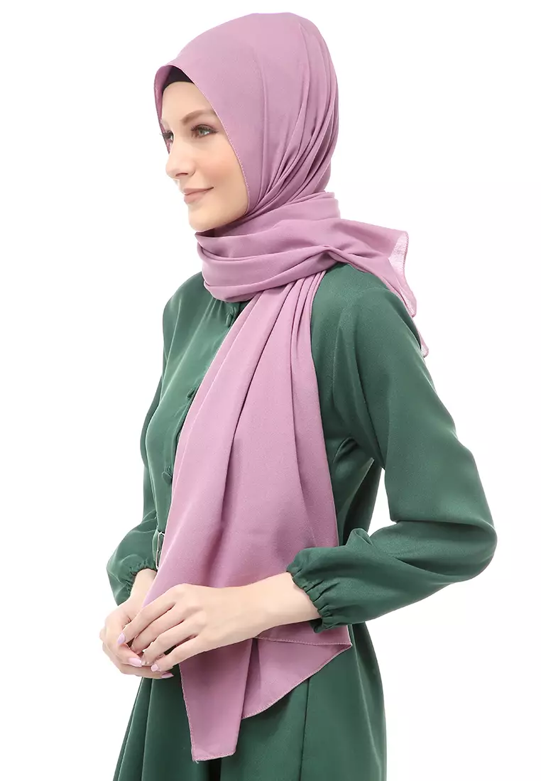 Cindy Hijab Pashmina Panjang Wanita Motif Polos Relaxed Fit - Lavender