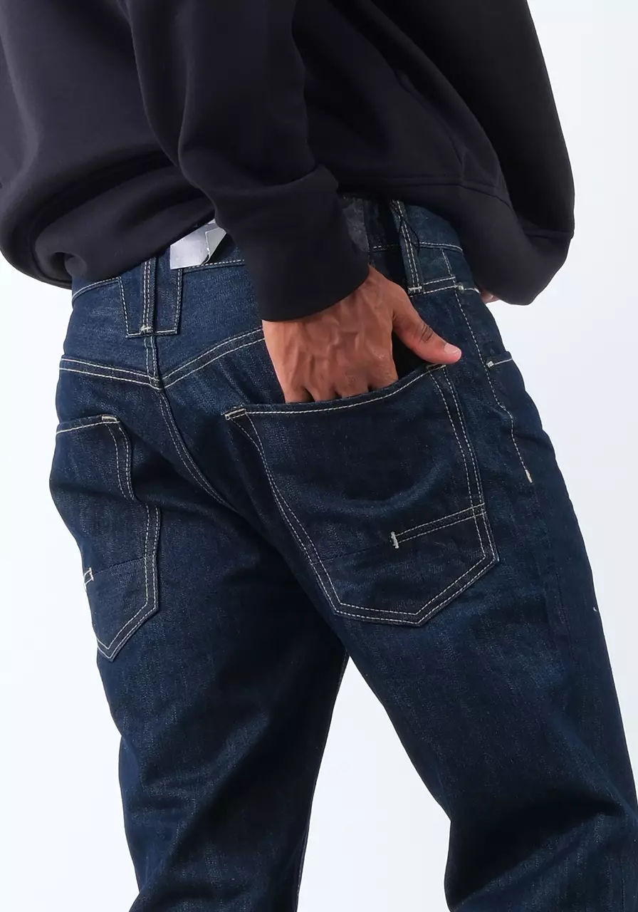 Celana Panjang Jeans Pria Regular A4 Series Dark Blue