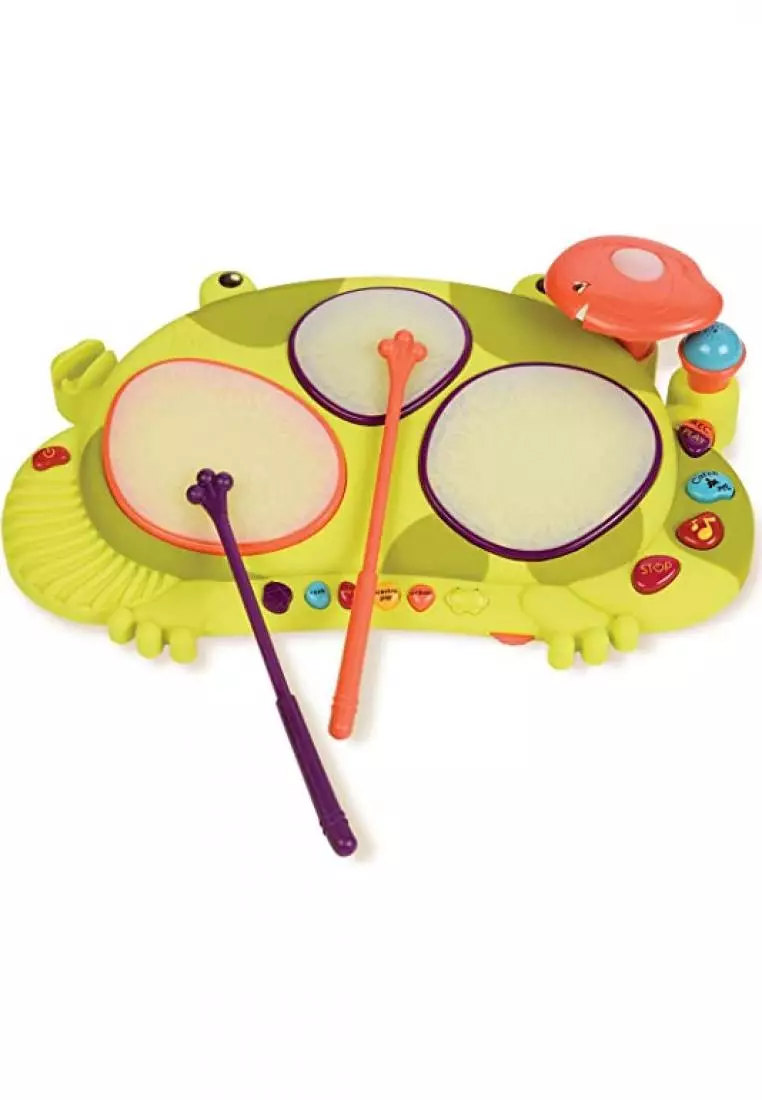 B.Toys Ribbit tat tat The Frog Drum with Light up Lily Pads and Fly Catching Game 2years