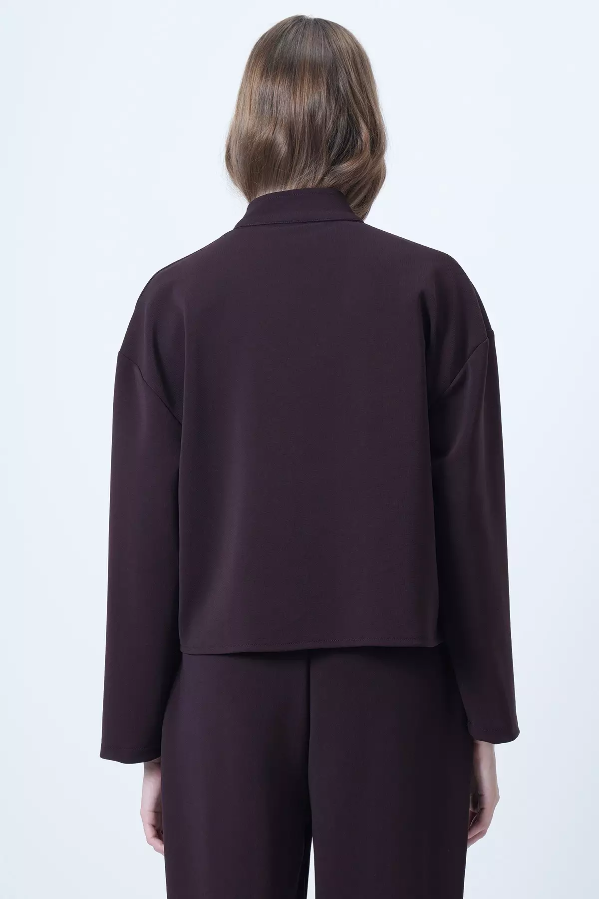 Women'S Plum Judge Collar Poncho Jacket With Pocket Alc-X14421