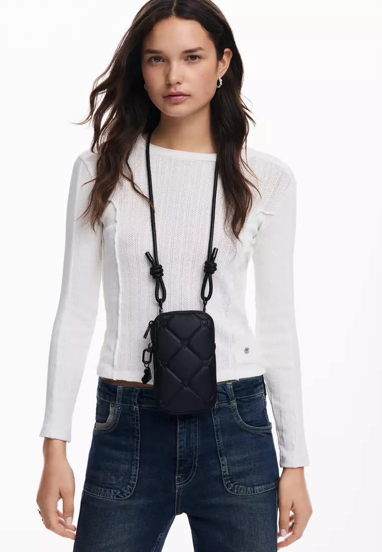 Padded faux leather phone holder