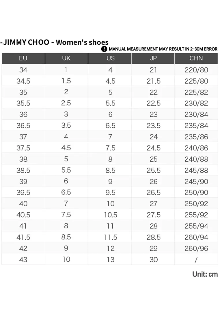 Jimmy choo hotsell size guide