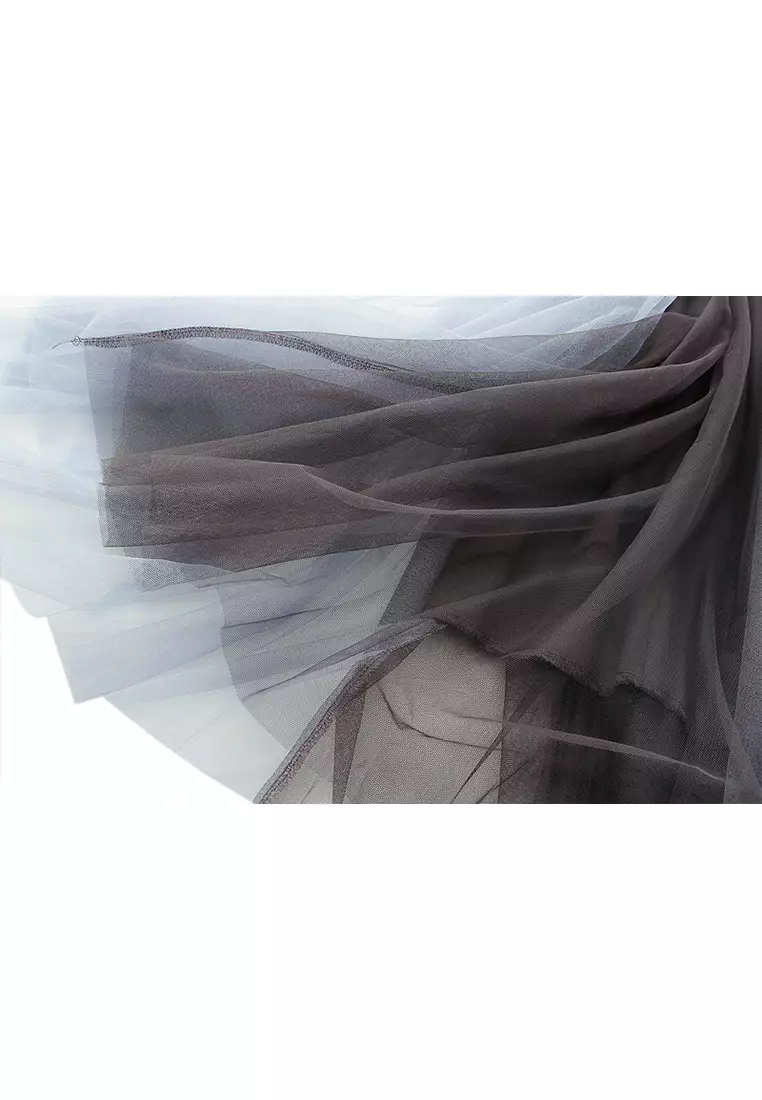 Spring/Summer Contrast Color Maxi Mesh Skirt AF8576