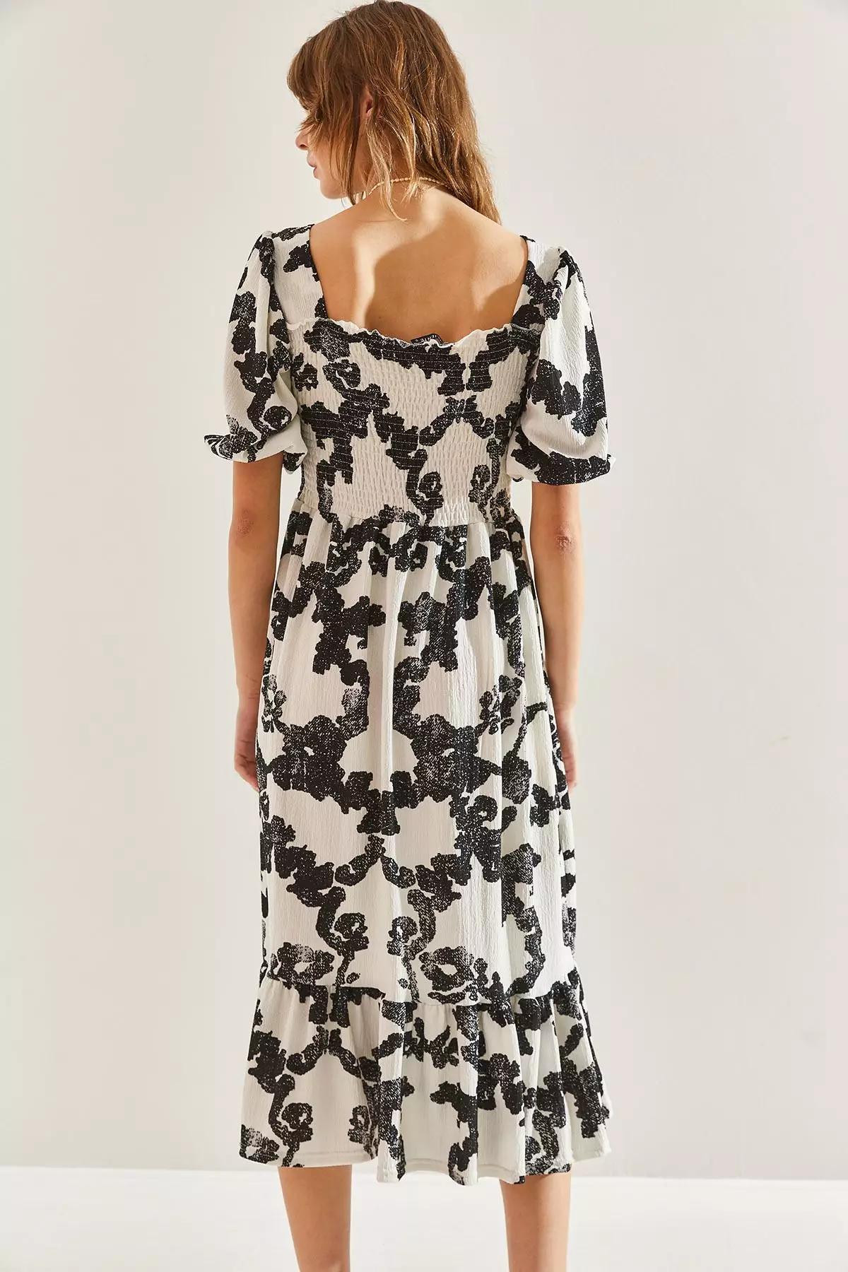 Women's Ruffled Skirt, Square Neck Midi Dress 60251099