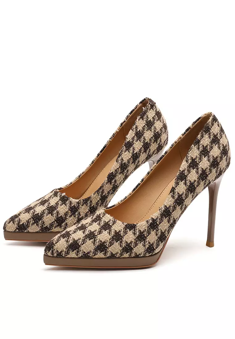 VANSA Fashion Houndstooth High Heel Pumps VSW H1088 8.10.5