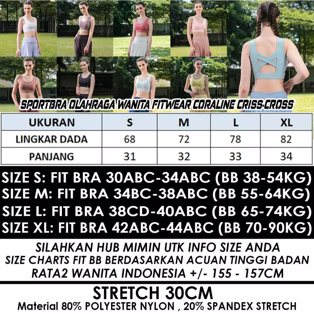 Fitwear Sportbra Olahraga Wanita CAROLINE CRISS-CROSS - SOFT APRICOT