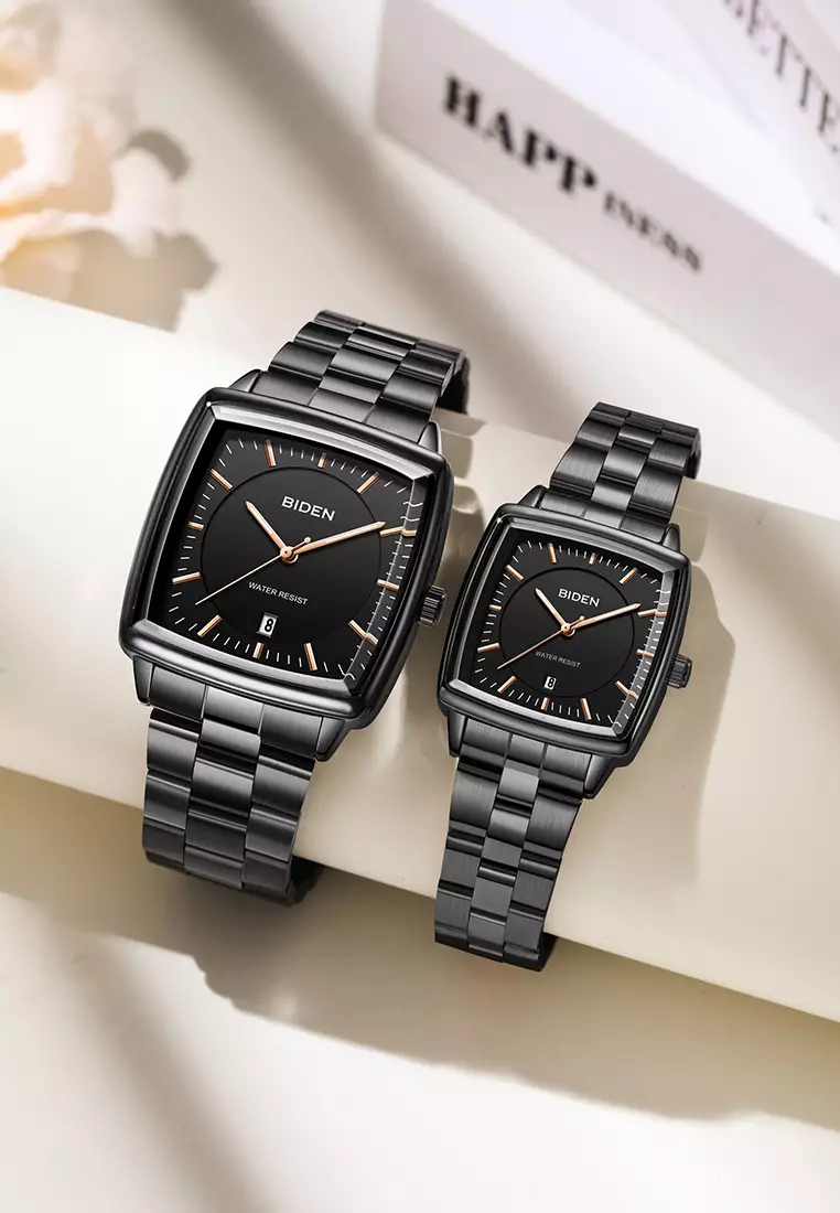 Jam Tangan Couple Original Full Luminous Kuarsa Tali Stainless Steel Fashion Classic Jam Tangan Pria dan Wanita black