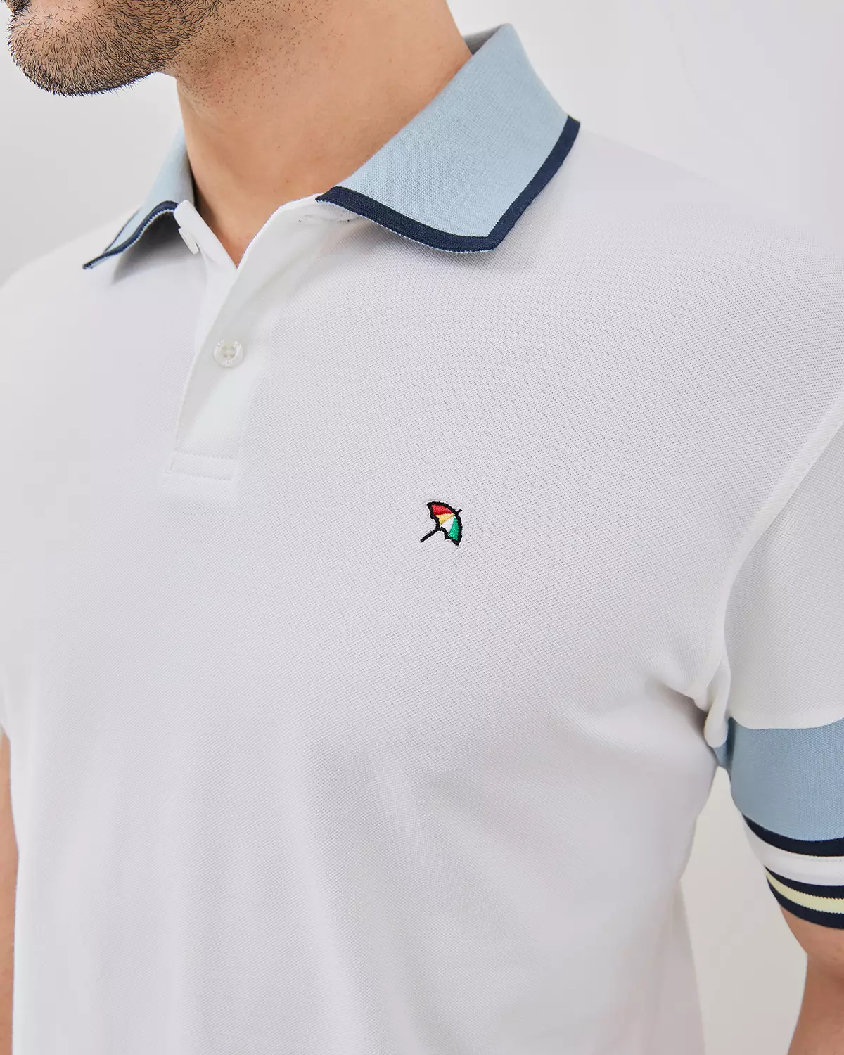 MEN'S SHORT SLEEVE WHITE COLOR COMBINATION POLO SHIRT