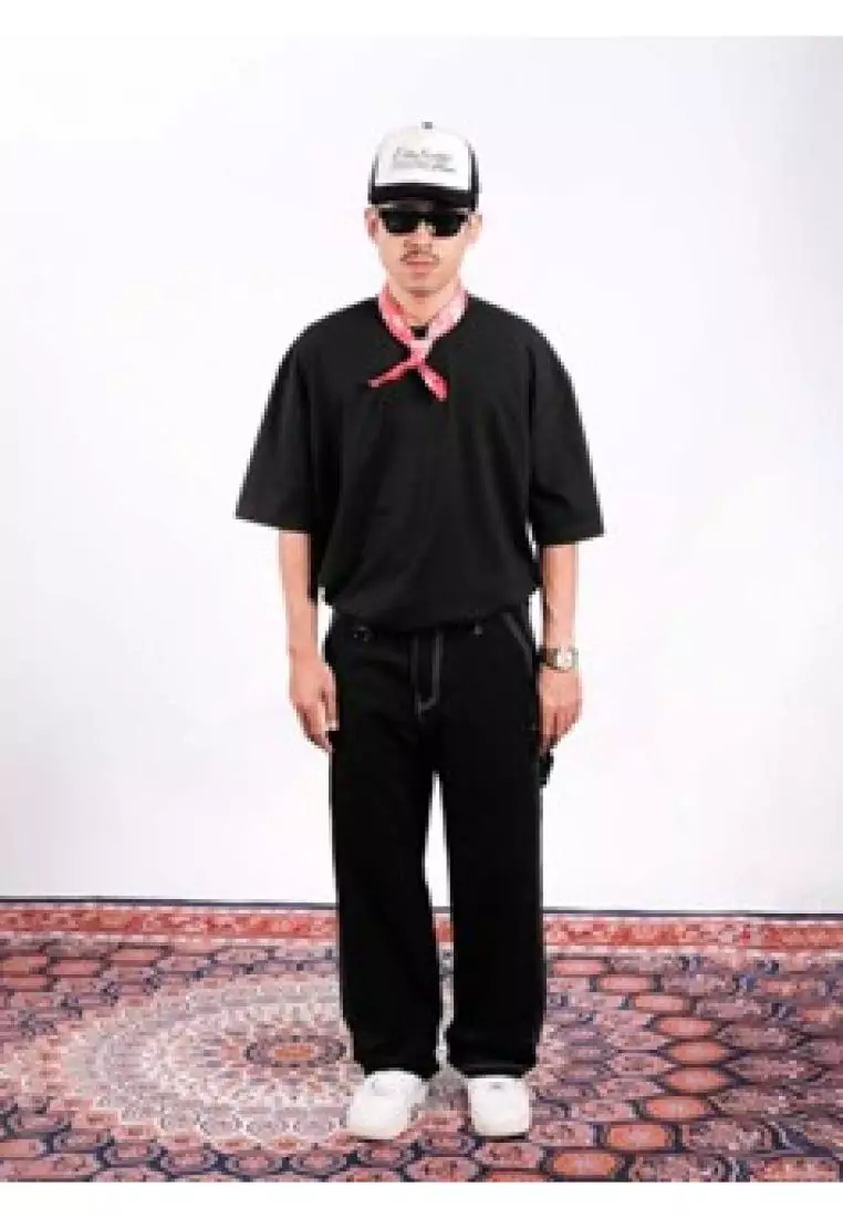 OOTDSUPPLY Oversize Air Breeze Enthusiast Embroidery Black | T-shirt Lightweight | Atasan Air Breeze | OVZDNBFT