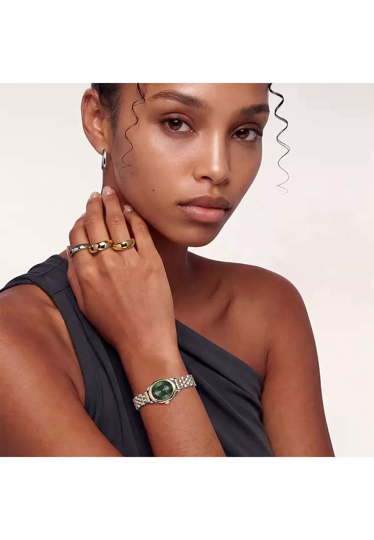 Ophelia Mini Beans Link Two-Tone Emerald Two-Tone - Women Watch Stainless Steel Strap DW Official Authentic Original jam tangan perempuan DW