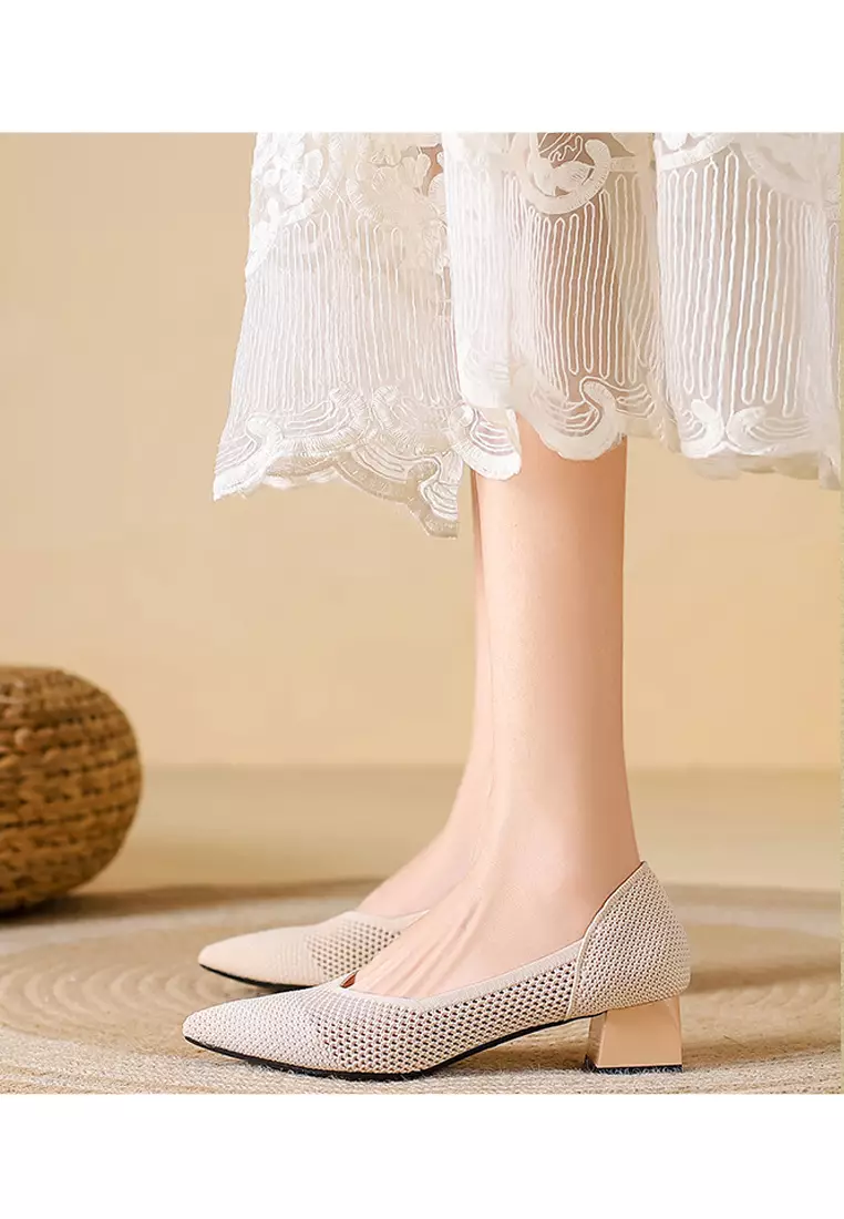 4CM Pointy Hollowed Flyknit Pumps XSN6818